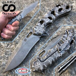 Olamic Cutlery - Wayfarer 247 - Boneyard Gunkote - Funky Holes - cuchillo artesanal