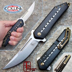 Begg Knives - Kwaiken Frame Lock Carbon Fiber Inlays Gold Anodization - Steelcraft - cuchillo