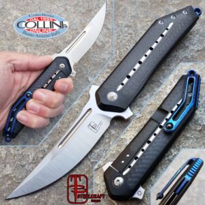 Begg Knives - Kwaiken Frame Lock Carbon Fiber Inlays Blue Anodization - Steelcraft - cuchillo