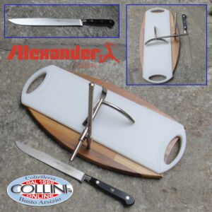 Alexander - Tabla de cortar de nogal con soporte para asado y cuchillo forjado - VINTAGE