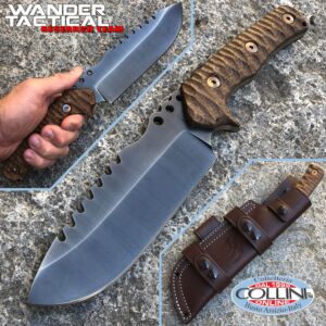 Wander Tactical - Uro Saw - Iron Washed and Brown Micarta - cuchillo personalizado