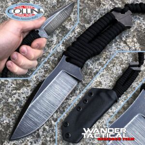 Wander Tactical - Cuchillo Raptor Raw Finish - OD Green Paracord - cuchillo artesanal