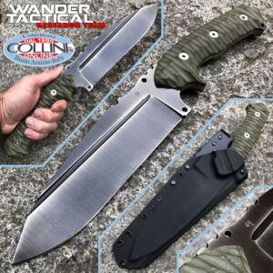 Wander Tactical - Smilodon Iron Washed and Green Micarta - cuchillo artesanal