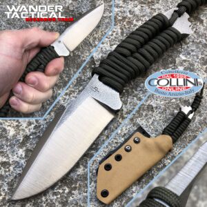 Wander Tactical - Cuchillo Raptor - SanMai V-Toku2 & Green Paracord - kydex brown - cuchillo personalizado