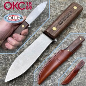 Ontario Knife Company - Cuchillo de pesca y caza menor con funda de cuero - 7024 - cuchillo