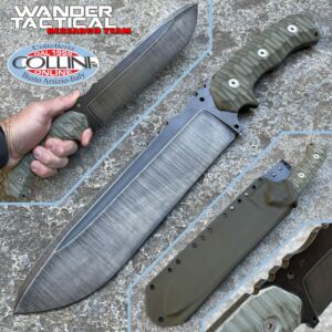 Wander Tactical - Cuchillo padrino - Raw Finish & Green Micarta - Cuchillo personalizado