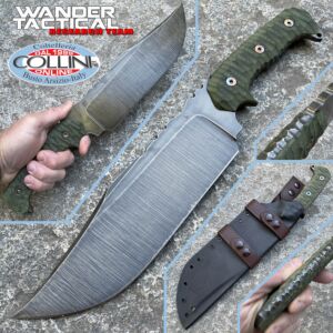 Wander Tactical - Cuchillo Drago The Beast - Raw Finish & Green Micarta - Cuchillo personalizado