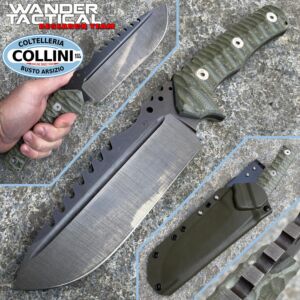 Wander Tactical - Uro Saw - Raw y Micarta verde - cuchillo hecho a mano
