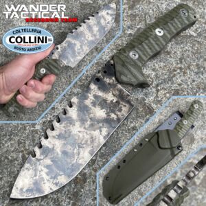 Wander Tactical - Uro Saw - Marble y Micarta Verde - cuchillo artesanal