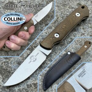 White River Knife & Tool - Cuchillo de caza menor - Marrón Micarta - WRSG - cuchillo