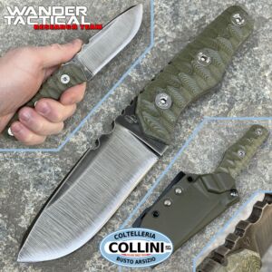 Wander Tactical - Cuchillo Scrambler - Raw Finish & Green Micarta - 6mm - cuchillo artesanal