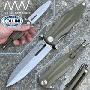 Acta Non Verba - Z400 - Sleipner Stonewashed - Olive G-10 - cuchillo