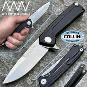 Acta Non Verba - Z100 Flipper - Stonewashed Sleipner - Aluminio negro - cuchillo