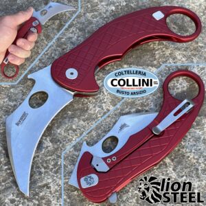 Lionsteel - L.E.One Flipper Karambit Knife by Emerson - Rojo y Stonewashed - LE1 A RS - cuchillo