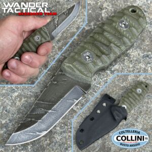 Wander Tactical - Cuchillo Menoceras - Acero D2 - Ice Brush & Green Micarta - cuchillo personalizado