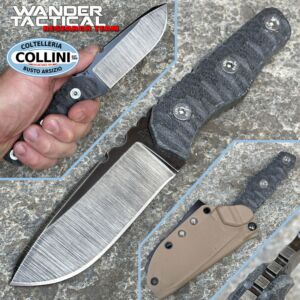 Wander Tactical - Cuchillo Scrambler DT - Raw Finish & Black Micarta - cuchillo artesanal