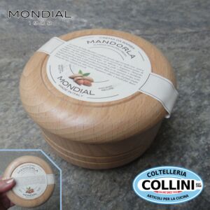 Mondial - Crema de afeitar de almendra con bol de madera 150 ml - Made in Italy 