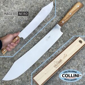 MaglioNero - Isis Line - Cimitarra BQ Spartacus 30cm - Olivo - Caja de madera - UV5430 - cuchillo de cocina