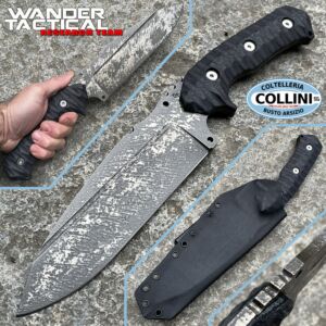Wander Tactical - Cuchillo Smilodon - Acabado de borde de piedra y Micarta negra - cuchillo personalizado