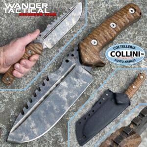 Wander Tactical - Cuchillo Uro Saw Mármol - Micarta Marrón - cuchillo artesanal