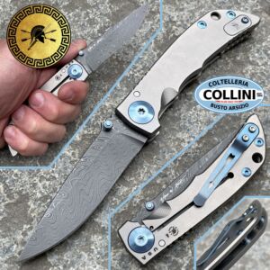 Spartan Blades - Harsey Folder - 3.25" Chad Nichols Damasco Anodizado Azul - cuchillo