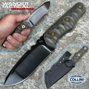 Wander Tactical - Scrambler Compound - Black Raw & Green Micarta - cuchillo artesanal