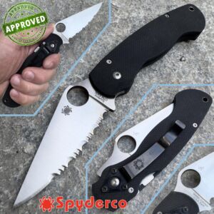 Spyderco - Cuchillo Paramilitar - G10 Negro - Serrado - C81GS - COLECCIÓN PRIVADA - cuchillo