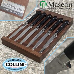 Maserin - Juego de 6 cuchillos forjados para carne con caja de madera con imanes 2095