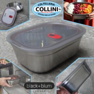 Black Blum - Fiambrera de acero inoxidable para microondas 900 ml - FBSS-BX- M017-FR