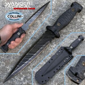 Wander Tactical - Daga Unica - Sin Afilar - Cepillo de Hielo y Micarta Negra - Custom Knife