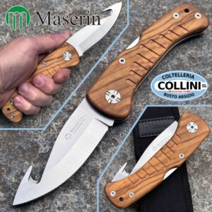 Maserin - Cuchillo de caza con mango de olivo y desollador - 763/OL - cuchillo