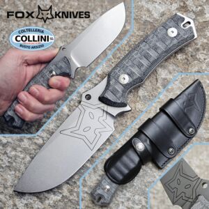 Fox - Oxylos - Becut Lavado a la Piedra y Micarta Negra - FX-616MB - cuchillo de bushcraft