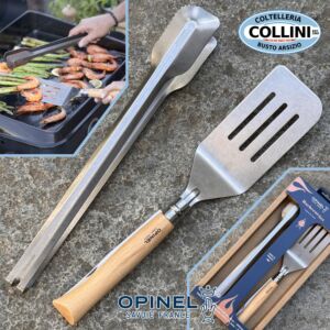 Opinel - Set Barbacoa - Cuchillo N°12 B, Espátula y Pinzas XL - cuchillos de cocina