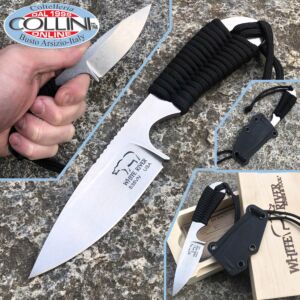 White River Knife & Tool - Cuchillo para mochileros M1 - Paracord negro - cuchillo