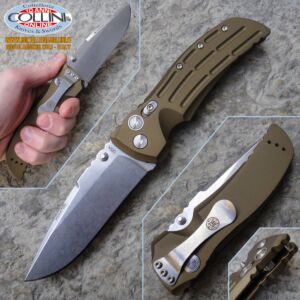 Hogue - EX-01 4" Folding Drop Point Stonewash - Aluminum Matte OD Green coltello