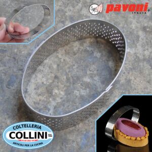 Pavoni - Banda ovalada de acero inoxidable microperforada de una sola porción - Dim. 90 X 60 X H 20 mm - PROGETTO CROSTATE