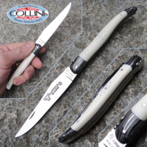 Laguiole en Aubrac - hueso con dobles bolsters carbono - colección de cuchillos