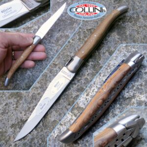 Laguiole en Aubrac - madera de olivo con cuchillo en sanmai japonés - colección de cuchillos