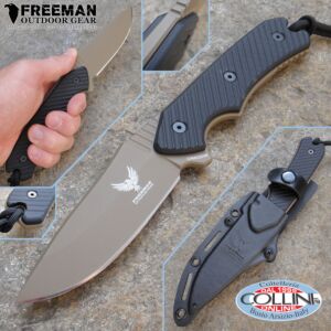 Freeman Outdoor Gear - 4 "El campo cuchillo Corazón Oscuro Flat 451 - G10 Negro - Cuchillo