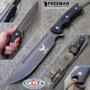 Freeman Outdoor Gear - 6,5" Flat Dark Heart Chopper Knife 451 - G10 Black - Cuchillo