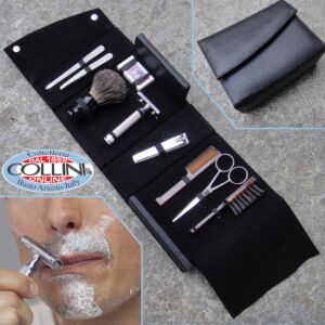 Set Groome & Shave - Vanity accesorios de cuero caso con el cuidado y la barba de afeitar