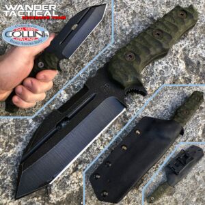 Wander Tactical - Herramienta militar Hurricane - Acabado crudo y Micarta verde - cuchillo personalizado