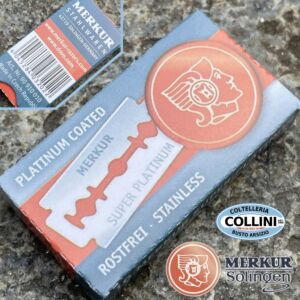 Merkur - Super Platinum - 10 hojas de afeitar de acero inoxidable para maquinillas de afeitar y Shavette - Hoja de afeitar