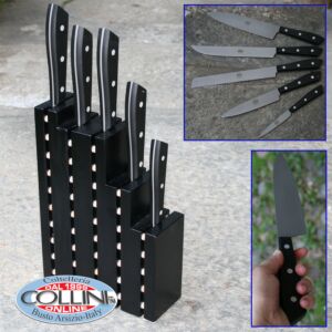 Berti - Porta cuchillos Doga con juego de 5 piezas Compendio de grano negro - cuchillos de cocina