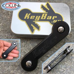 Key-Bar - Negro anodizado - Llavero en aluminio con clips de titanio - BLK-ANOAL2
