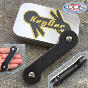 Key-Bar - Negro G10 - Llavero en aluminio con clips de titanio - G10-BLK