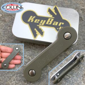 Key-Bar - Verde OD G10 - Llavero en aluminio con clips de titanio - G10-ODGRN