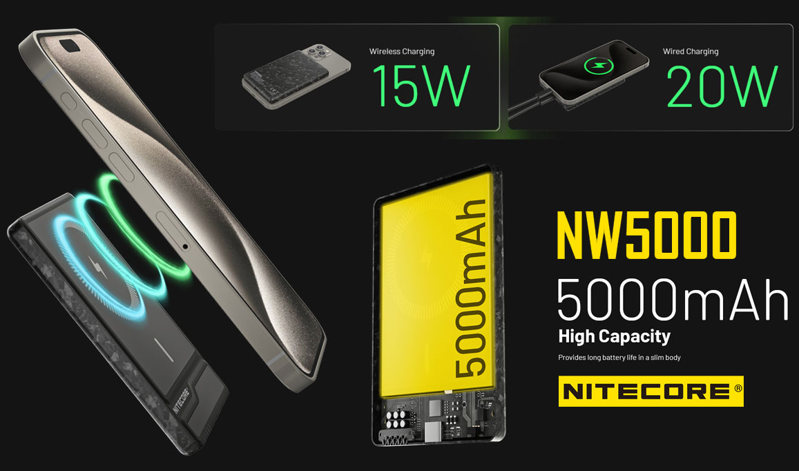 NITECORE NW5000: Rivoluzionario Power Bank wireless in Fibra di Carbonio - Leggerezza e Potenza